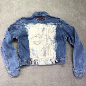 Tommy Hilfiger Jeans Denim Jacket Bleach Tommy Girl Painted‎ Art Size Large